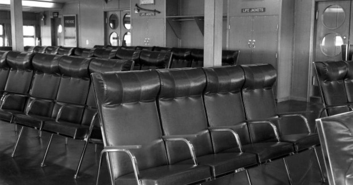 seating area in the the original MV Confederation