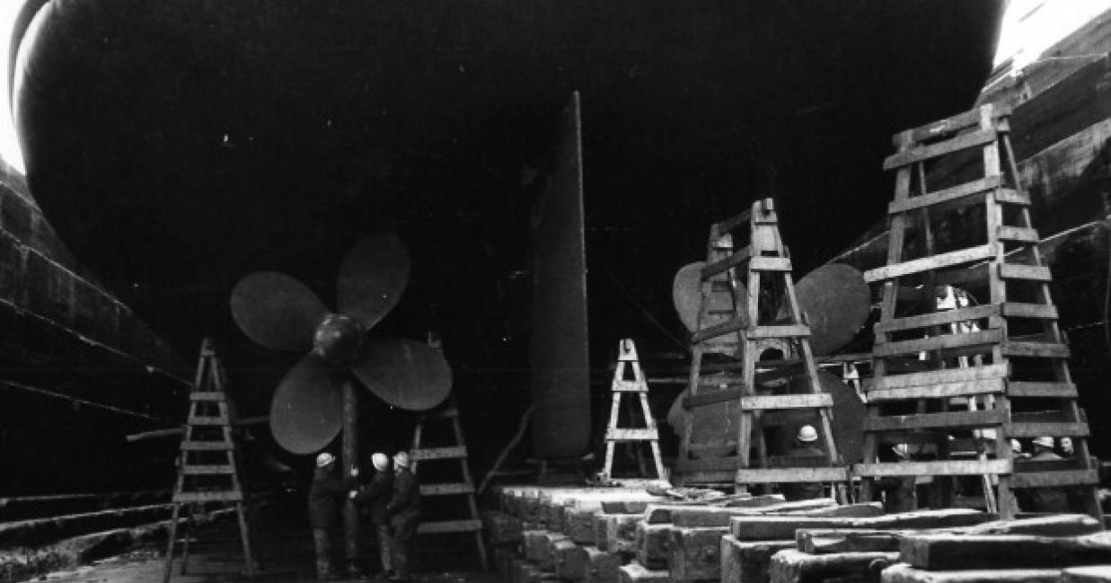 Back of ship view of propellers