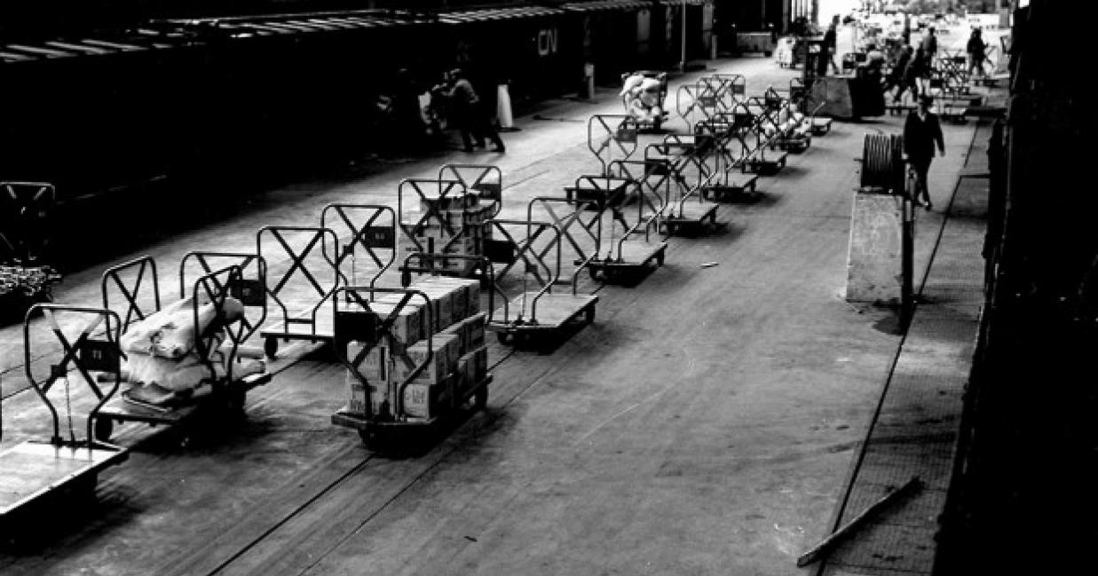 The inside of a railway station